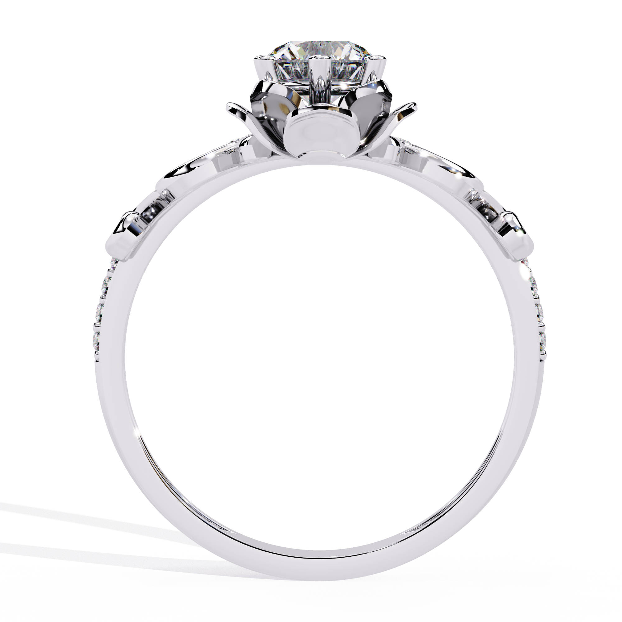 Solitairekart -0.56 CT Lab Grown Diamond Floral Crown Ring